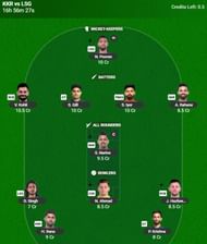 The IPL 2025 Fantasy team suggested for the previous game.